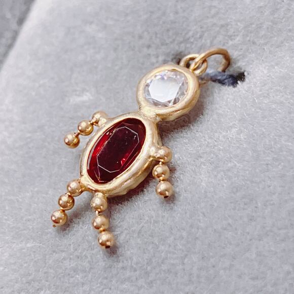 VTG 14K Gold July Birthstone Charm Pendant Necklace Petite Minimalist Dainty - Picture 3 of 13